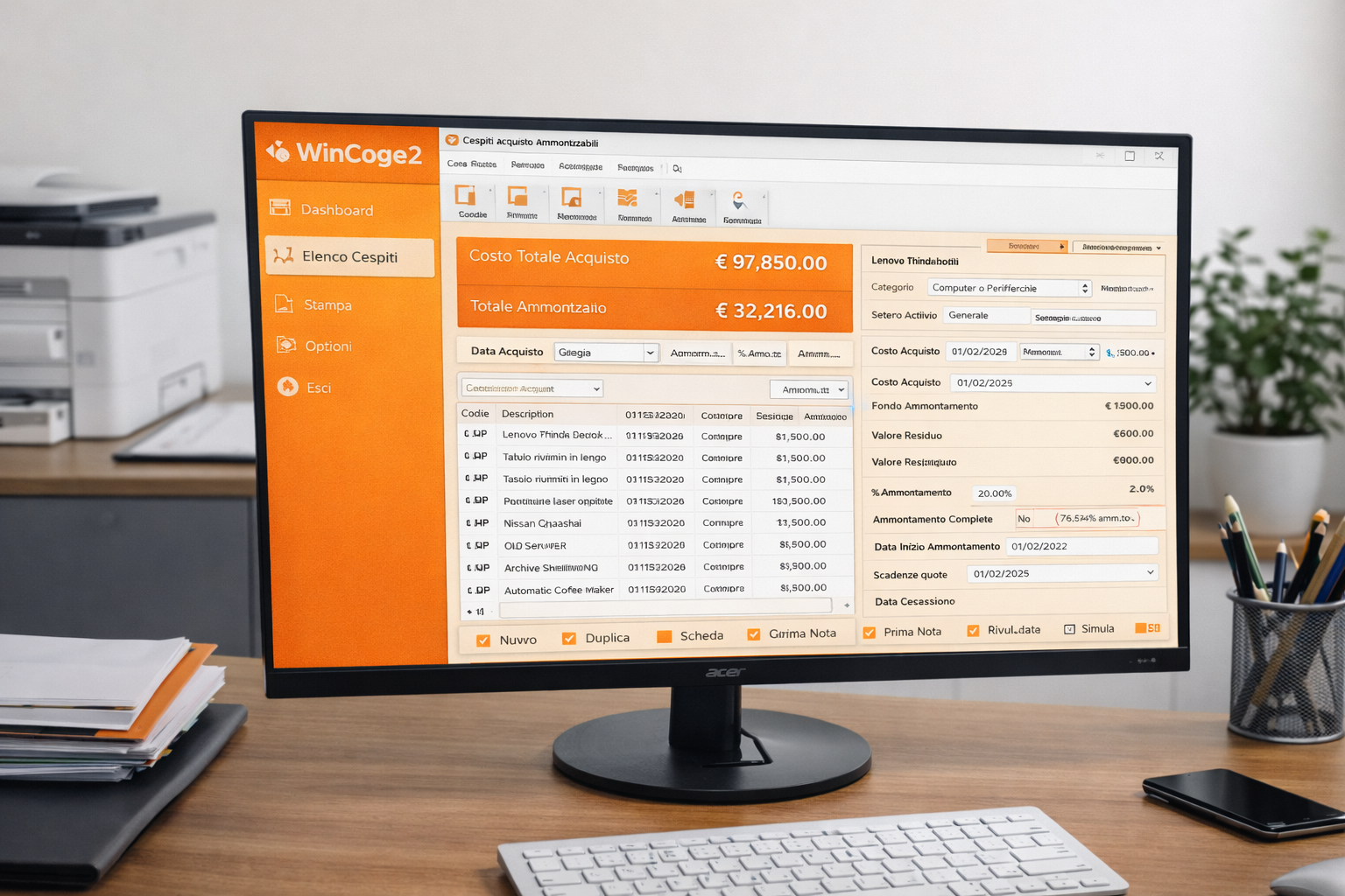 Programma cespiti - Software gestione cespiti aziendali e registro beni ammortizzabili