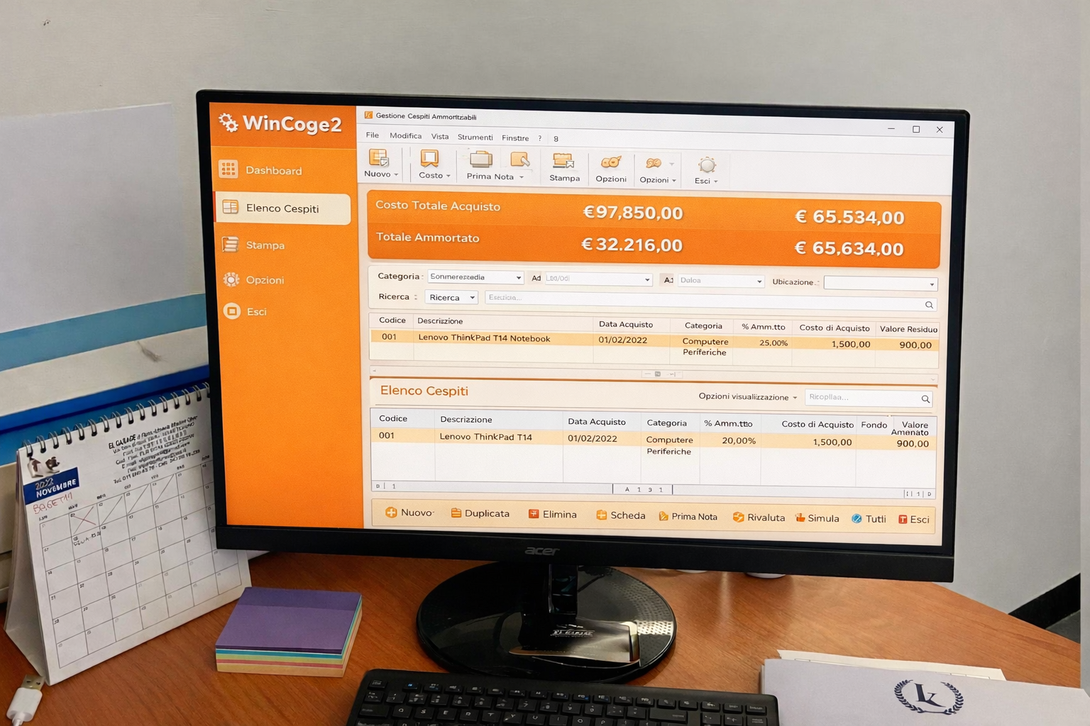 Software cespiti - Programma gestione cespiti ammortizzabili per aziende WinCoge2