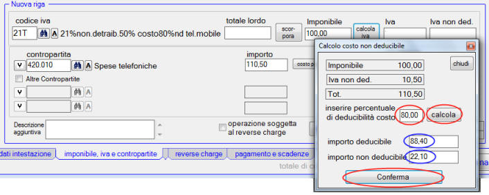 Calcolo costo non deducibile