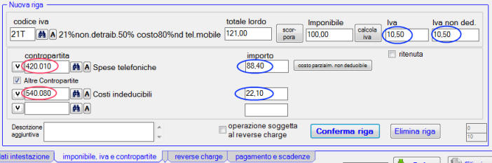 Esempio registrazione spese telefoniche