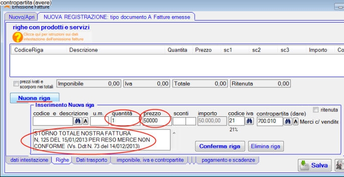 Registrazione fattura