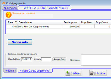 Rate pagamento fattura