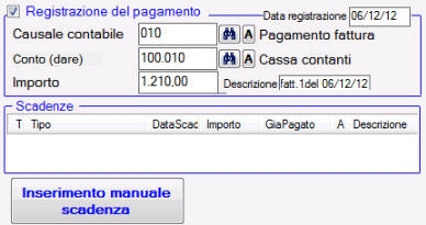 Registrazione pagamenti