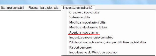 Apertura anno contabile