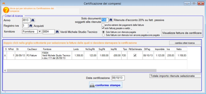 Software certificazione dei compensi